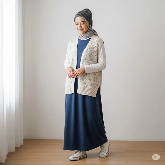 Model Outer untuk Gamis Polos. Foto: Gemini