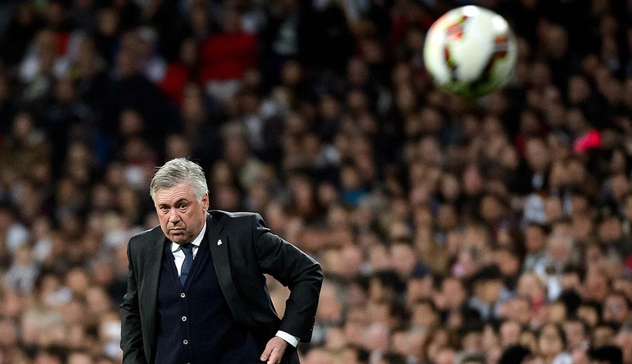 2. Carlo Ancelotti (Juni 2013-Mei 2015), 74,8%, salah satu pelatih sukses yang berhasil menukangi Real Madrid. (AFP/Dani Pozo)