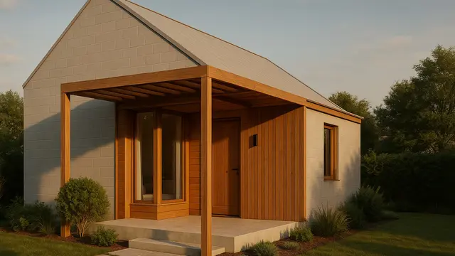 Model Rumah Kecil 6x9 Meter Kombinasi Batako dan Kayu