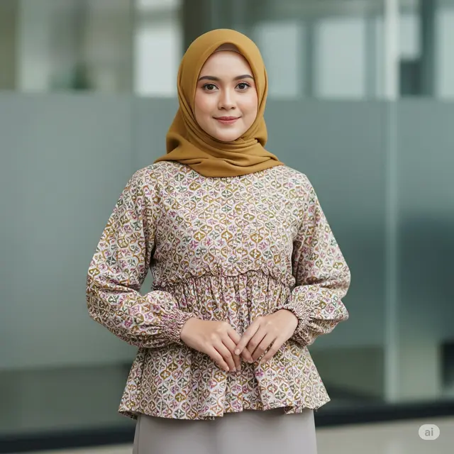 Blus Batik Lengan Balon + Rok Span