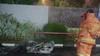 Motor yang terbakar telah dipadamkan di SPBU Jalan Raya Ciputat-Parung, Kecamatan Bojongsari, Kota Depok (Istimewa)