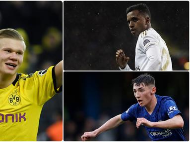 Performa Erling Haaland memang sangat memukau dan tengah bersinar di liga Eropa pada musim ini. Selain Haaland, ada beberapa pemain belia yang juga bersinar di liga Eropa. Berikut Erling Haaland dan pemain berusia 19 tahun ke bawah yang bersinar musim ini. (Kolase foto AFP)
