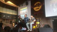 CEO Hammersonic, Ravel Junardy (tengah) bersama Sansan Killing Me Reunion (kanan) dan host Gofar Hilman, saat jumpa pers Hammersonic 2020 di Jakarta, Kamis (19/12). (Istimewa)