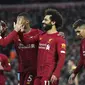 mencetak gol ke gawang Southampton pada pertandingan Liga Inggris di Stadion Anfield, Sabtu (1/2/2020). Salah mencetak dua gol dipertandingan ini dan mengantar Liverpool menang telak 4-0. (AP Photo/Jon Super)