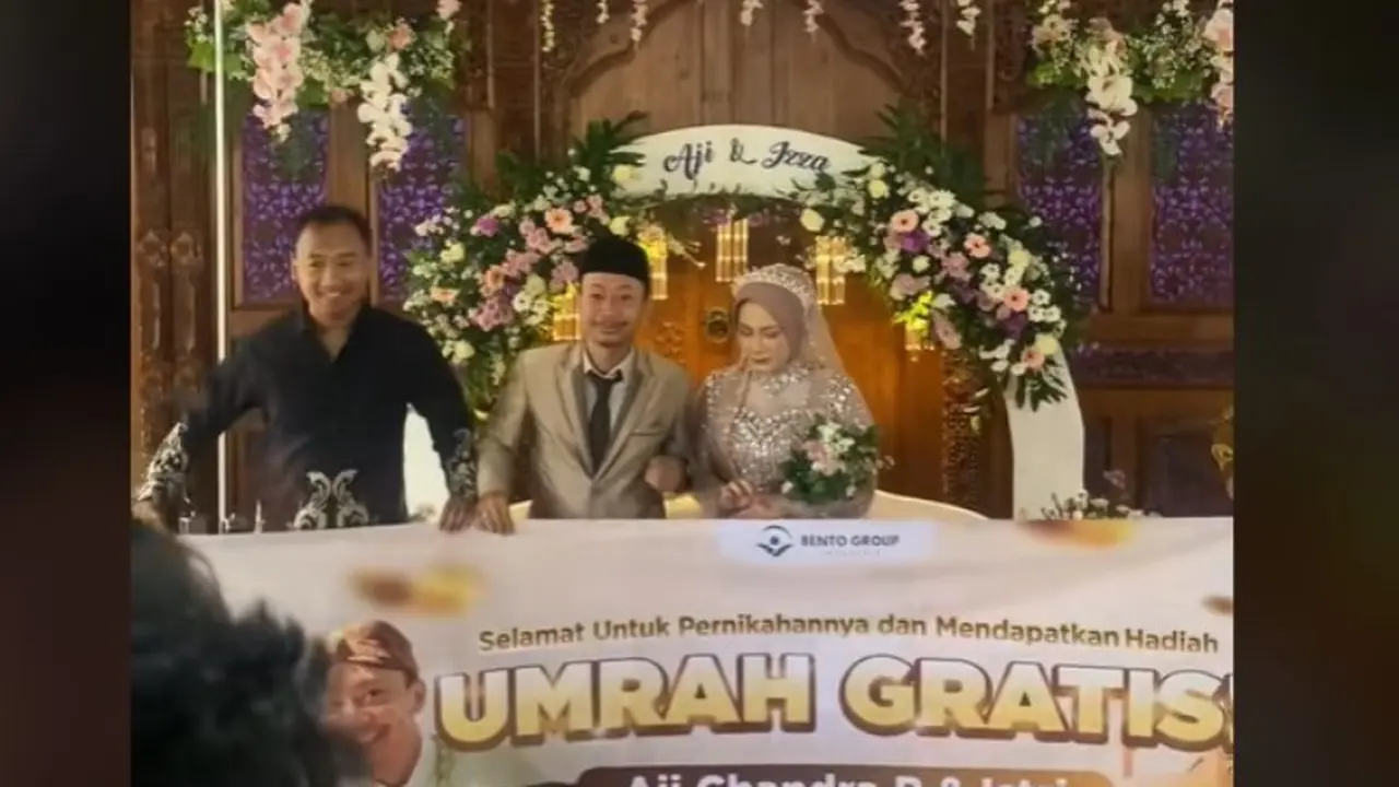 Pasangan Pengantin Dapat Hadiah Umrah Gratis, Kenapa Warganet Auto Ingin Sekantor dengan Mempelai Pria?