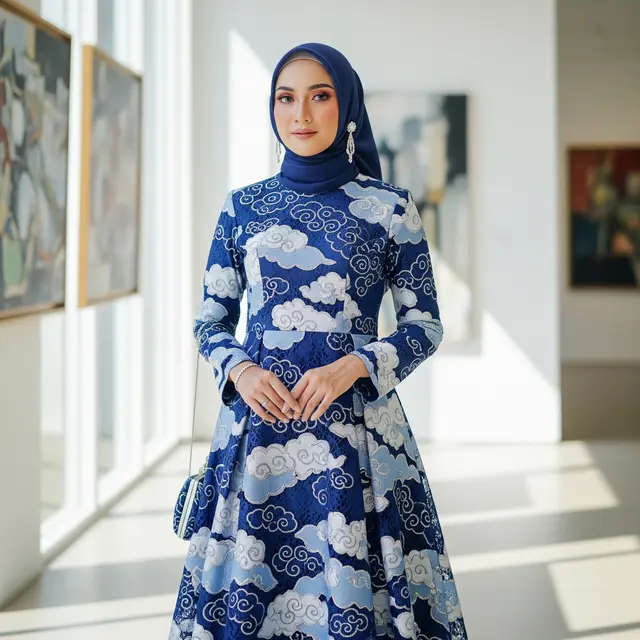 Gamis Batik Brokat Kekinian untuk Tren 2026 (Gemini AI)