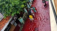 Potret Banjir Pekalongan Berwarna Merah (Sumber: