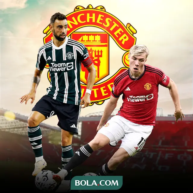 Manchester United - Ilustrasi Bruno Fernandes dan Rasmus Hojlund