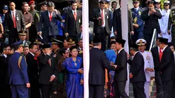 Upacara ini juga Wakil Presiden Boediono, anggota kabinet Indonesia Bersatu II, dan sejumlah anggota DPR, Jakarta, (1/10/14). (Liputan6.com/Johan Tallo)