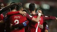 Para pemain Portugal rayakan kemenangan 3-0 atas Hongaria (Foto: Twitter)