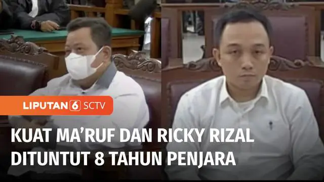 Terdakwa Kuat Ma'ruf dan Ricky Rizal dituntut hukuman penjara 8 tahun dalam kasus dugaan pembunuhan berencana terhadap Brigadir Yosua Hutabarat. Kuat Ma'ruf juga dinilai jaksa mengetahui perselingkuhan Putri Candrawathi dan Brigadir Yosua.