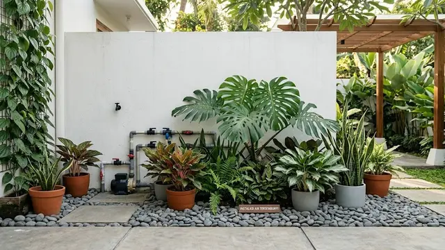 Padukan Tanaman Hias dengan Batu Koral (AI Generated)