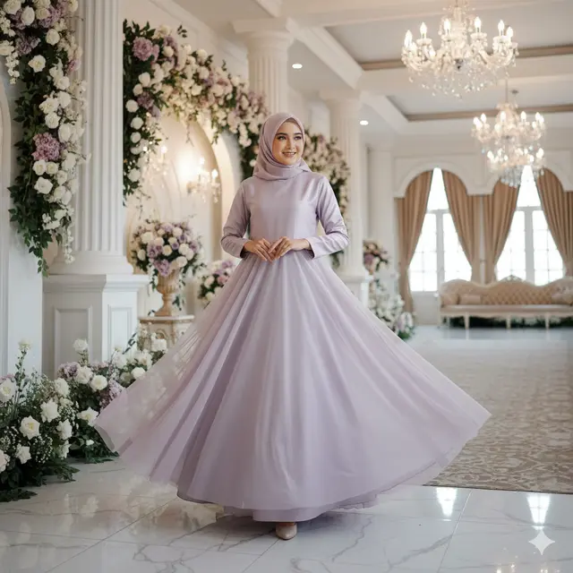 Model Gamis Terbaru Kombinasi Tile