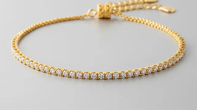Gelang Tennis Tipis dengan Pengait Jepit