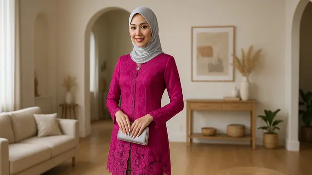 Baju Kebaya Warna Fuschia Cocok dengan Jilbab Warna Apa? Ini 7 Pilihan Terbaiknya