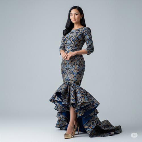 sachin and babi light blue dress 7 Tren Baju Batik Wanita Modern Terbaru Yang Kece & Elegan