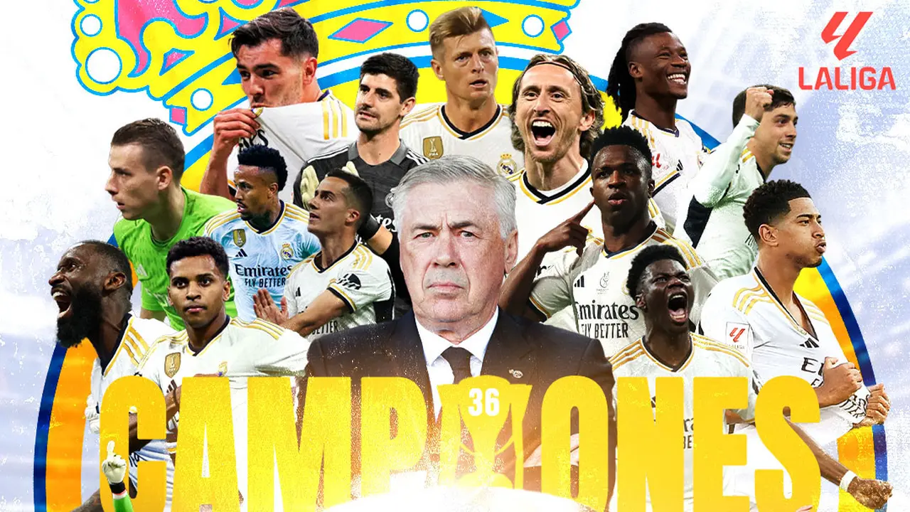 Liga Spanyol - Ilustrasi Real Madrid Juara La liga Musim 2023/2024