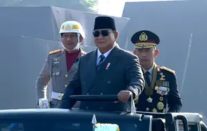 Prabowo Pimpin Upacara HUT ke-80 Bhayangkara di Cikeas