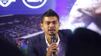 Ikon sepak bola Indonesia, Bambang Pamungkas, menjadi pembicara untuk memotivasi pemain-pemain U-16 yang akan berkompetisi di Liga Nivea Men Topskor U-16. (Istimewa)
