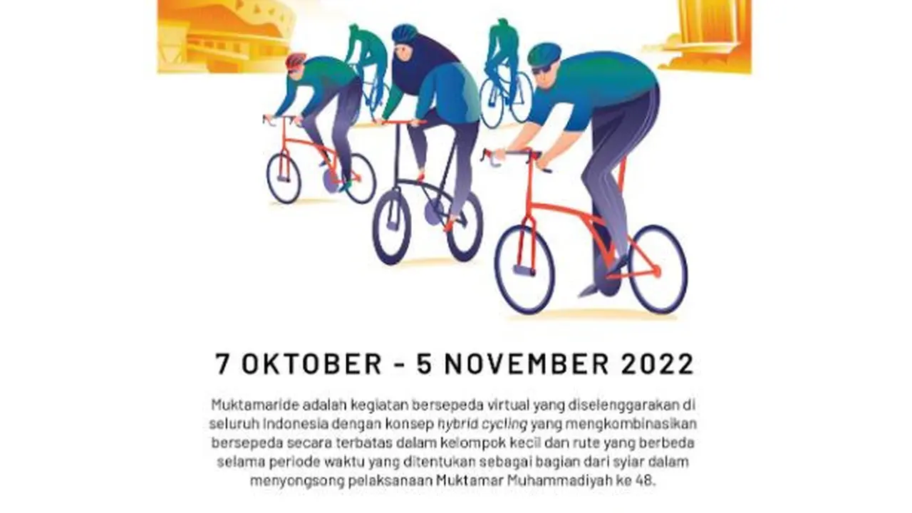 Gowes virtual Muktamaride dalam rangkaian Muktamar 48 Muhammadiyah. (Foto: Tangkapan layar/Liputan6.com)