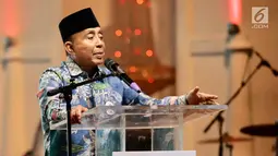 Pengusaha yang juga tokoh senior HIPMI Abdul Latief memberikan sambutan pada perayaan HUT HIMPI Jaya ke - 45 di Jakarta, Selasa (30/4/2019). Perayaan yang dihadiri pengusaha dan tokoh senior HIPMI mengusung tema Rumah Kita Jaya. (Liputan6.com/HO/Dodi)