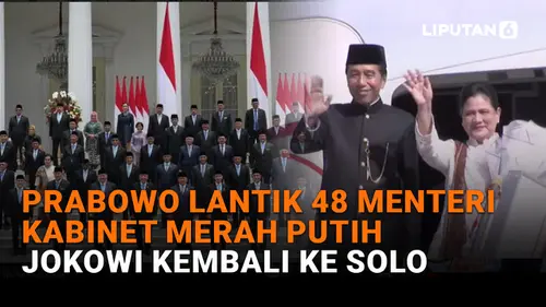 VIDEO: Prabowo Lantik 48 Menteri Kabinet Merah Putih, Jokowi Kembali ke Solo