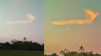 Fenomena alam langka terjadi di langit Blora, Jawa Tengah, Selasa sore (30/6/2020) sekitar pukul 17.32 WIB.(Liputan6.com/ Ahmad Adirin)