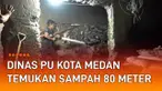 Dinas Pekerjaan Umum (PU) Kota Medan melalui Tim Drainase UPT OPJD Wilayah Kota temukan sampah 80 meter di selokan.