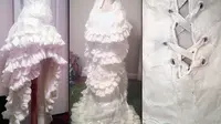 Olivia Mears, mahasiswi seni asal Amerika berhasil mendesain gaun yang terbuat dari gulungan tisu toilet.