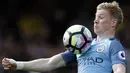 2. Kevin De Bruyne (Manchester City) - Memiliki ibu keturunan Inggris membuatnya jatuh cinta dengan Liverpool. Michael Owen menjadi pemain The Reds yang menjadi idolanya ketika masih anak-anak. (AFP/Adrian Dennis)