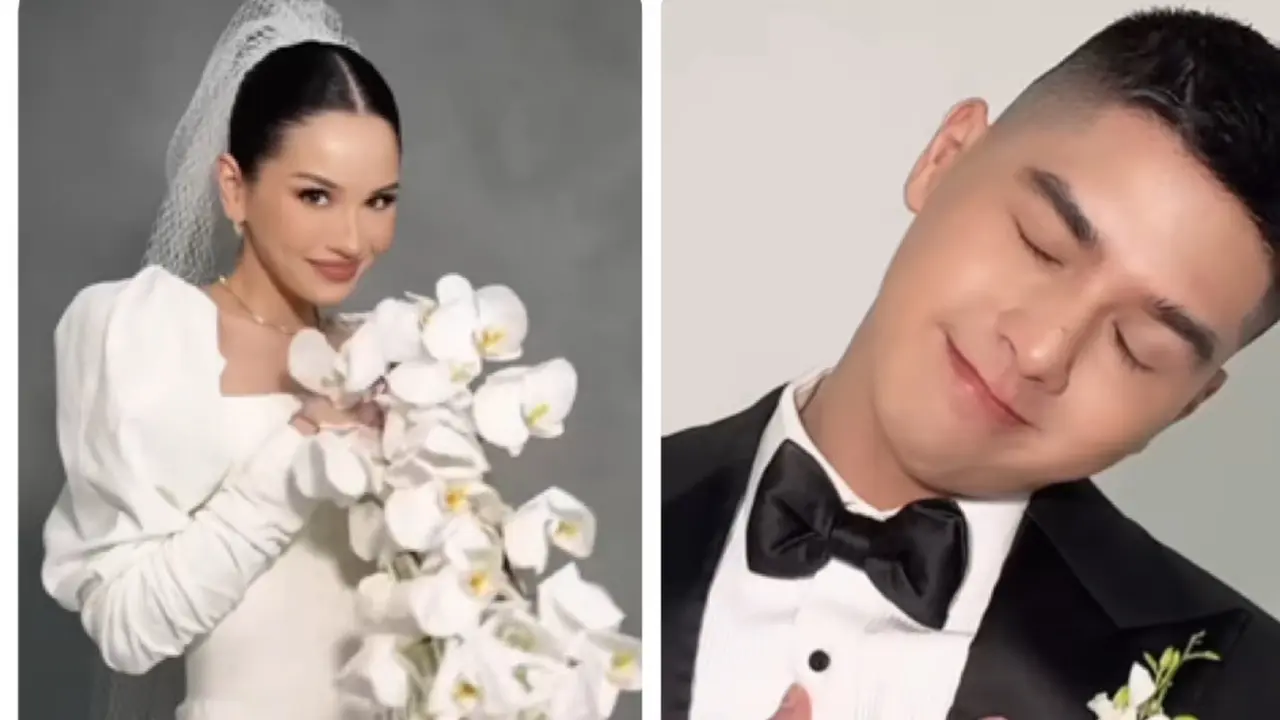 Alyssa Daguise dan Al Ghazali Kenakan Baju Pengantin