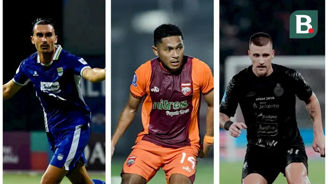 Andrew Jung (Persib), Fajar Fathurrahman (Borneo FC) dan Fabio Calonego (Persija) di BRI Super League 2025/2026.