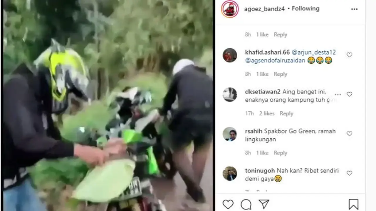 Dua Pemotor Ini Pakai Daun Pisang Buat Spatbor (Instagram @agoez_bandz4)