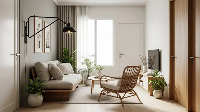 Model Ruang Tamu Rumah Subsidi yang Simpel tapi Tetap Modern Gaya Japandi