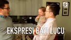 Bayi lucu ini menampilkan ekspresi lucu saat bertemu dengan kembaran ayahnya sendiri.