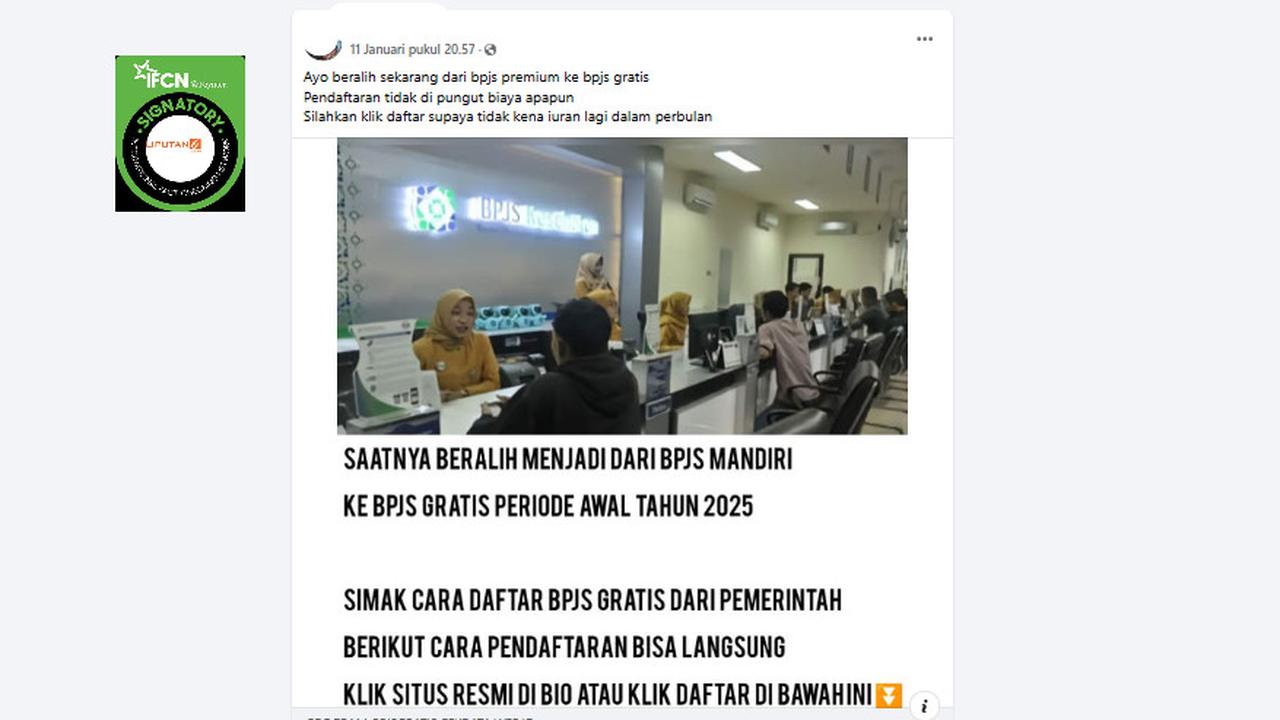 Tangkapan layar klaim link pendaftaran peralihan BPJS Kesehatan dari mandiri ke gratis.
