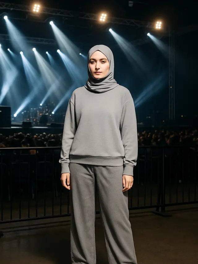 Setelan Monokrom dan Sneakers untuk Nonton Konser (image by chatgpt)