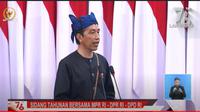 Presiden Joko Widodo atau Jokowi dalam Pidato Kenegaraan Presiden pada Sidang Tahunan MPR 2021, Senin (16/8/2021).