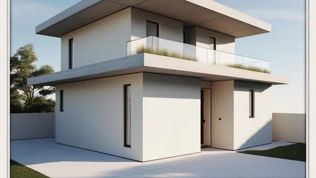 Desain Rumah Lantai 2 Minimalis dengan Atap Datar Modern