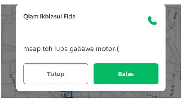 Chat kocak ojol (Sumber: Twitter/@DeadyMulyadi)