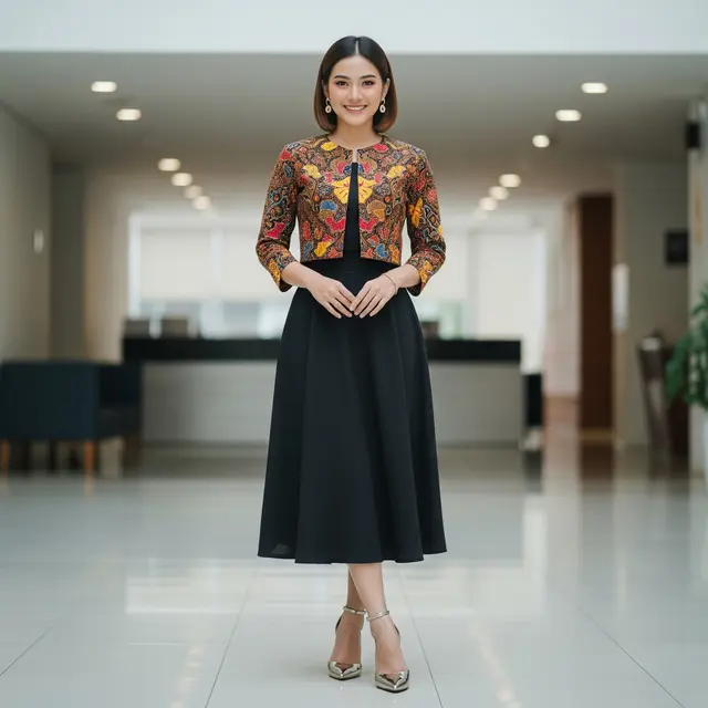 Model Atasan Batik Bawahan Rok Hitam