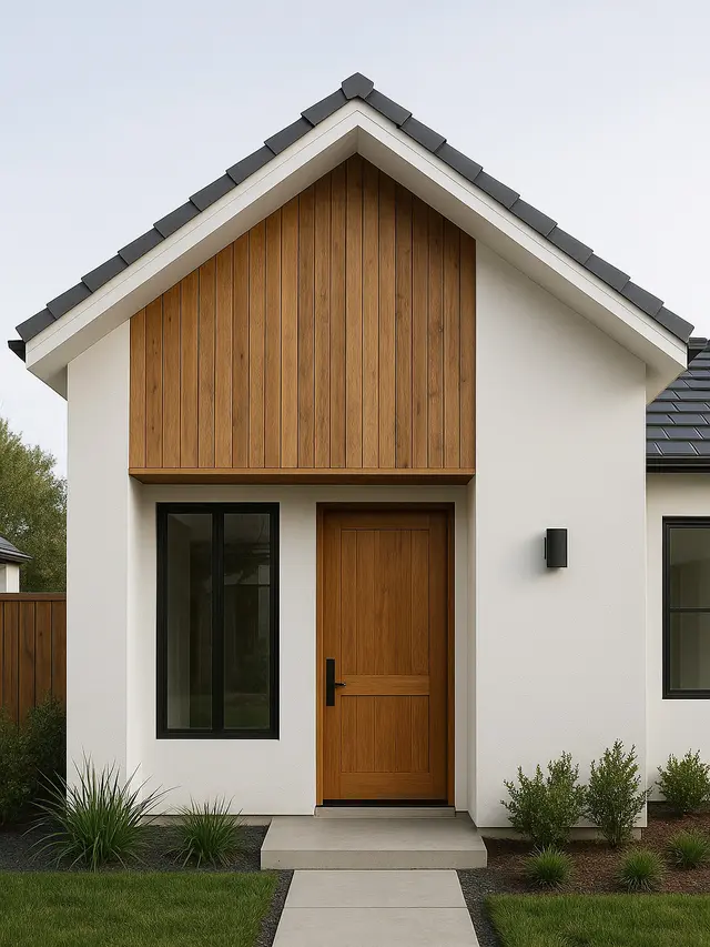 Inspirasi Fasad Rumah Tipe 21 dengan Aksen Kayu