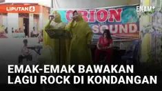 Aksi dua emak-emak bawakan lagu rock di sebuah kondangan menarik perhatian