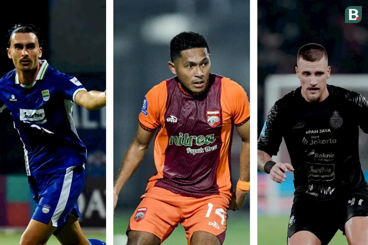 Andrew Jung (Persib), Fajar Fathurrahman (Borneo FC) dan Fabio Calonego (Persija) di BRI Super League 2025/2026.