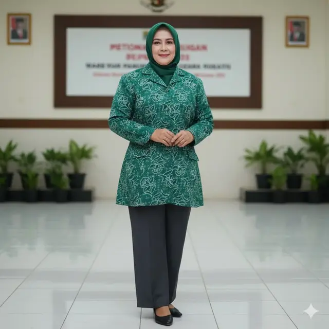 Seragam PKK Nasional dengan Panjang Baju di Bawah Pinggul (Gemini AI)