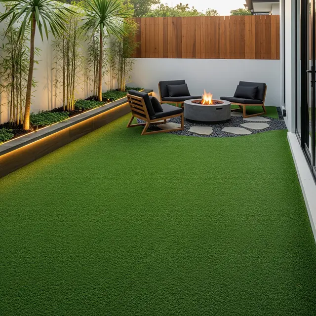 9 Desain Halaman Belakang Rumah Minimalis dengan Rumput Sintetis, Minim Perawatan