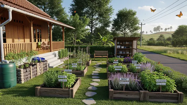 Tanaman Herbal di Kebun Samping Rumah Desa