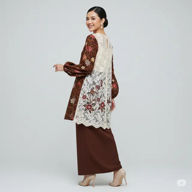 Inspirasi Batik Brokat Modern Lengan Panjang