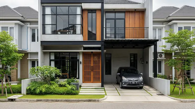 Desain Rumah Ukuran 200 Meter di Lokasi Pinggir Kota Tema Industrial 2 Lantai