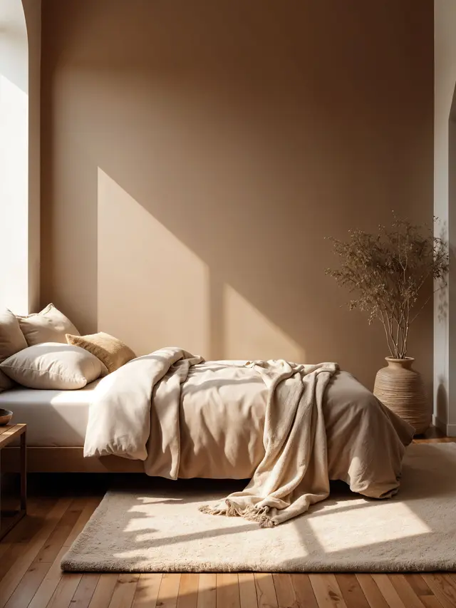 Ilustrasi Kamar Tidur dengan Warna Cat yang Menenangkan